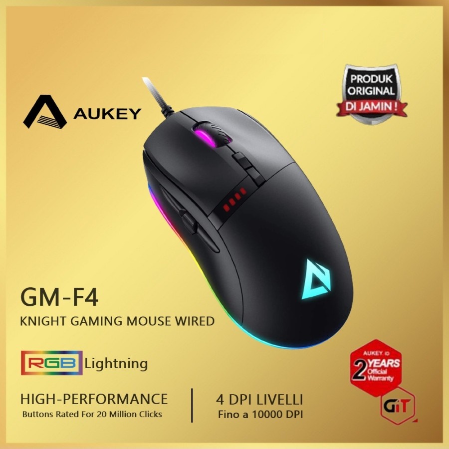 Aukey GM-F4 Knight Gaming Mouse RGB Wired with 10000 DPI GMF4 F4