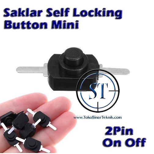 BA-121C Switch Senter Mini 12x8mm 2 Kaki Saklar Senter Kecil Push On Off SelF Locking Mengunci Power Tombol tekan