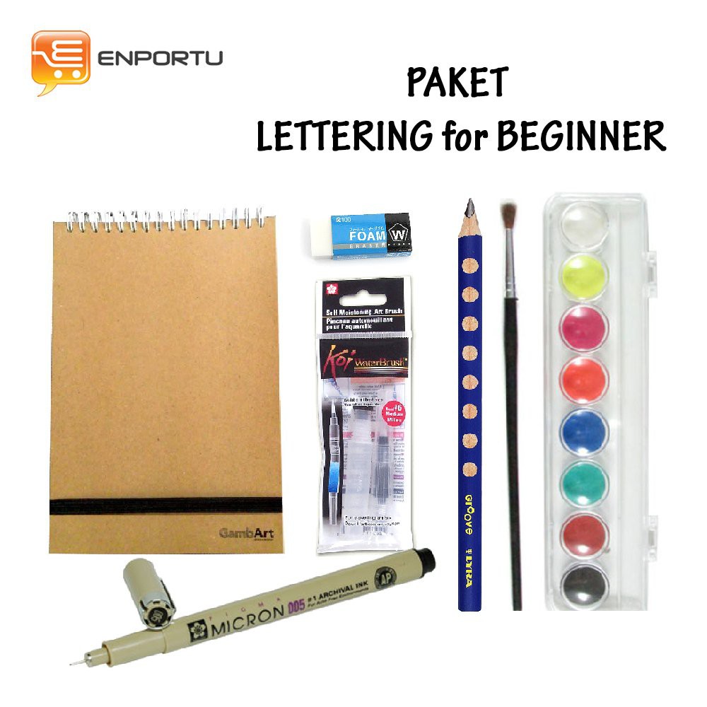 

Produk Paket Lettering For Beginner - water color cake - sketch book water brush HOT SALE
