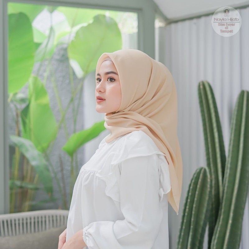 Hijab Segi Empat Polos Jilbab Bella Square Kerudung Segi Empat Terbaru Double Hycon Nayla Hijab