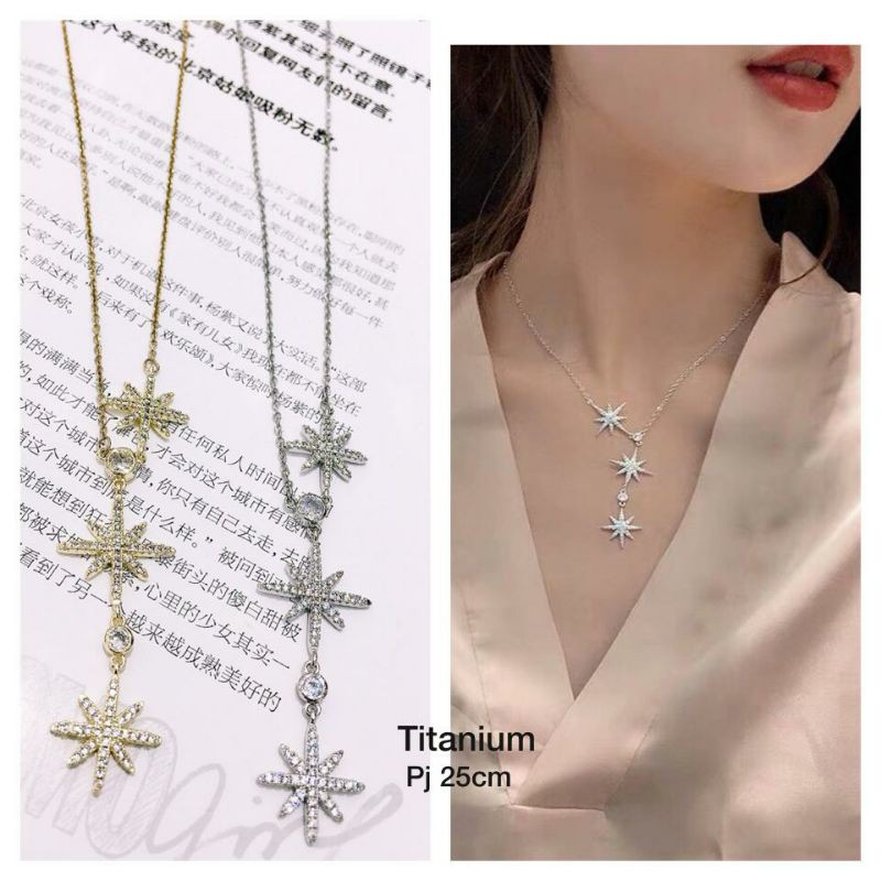 Kalung Titanium Asli silver Kalung Stainless steel ori Premium Quality Anti karat anti alergi ktt5