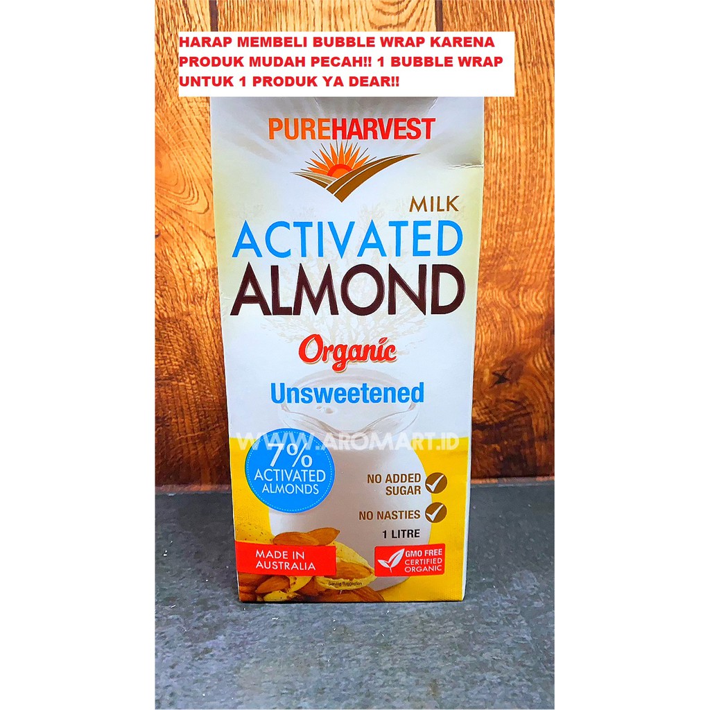 

Pure Harvest Activated Almond Organic Unsweetened/Almond Milk/Susu Almond Organik - 1 liter