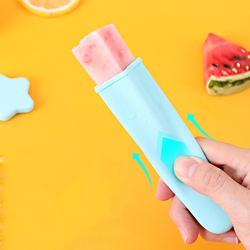 4pcs / Set Cetakan Es Krim Bentuk Bintang Bahan Silikon Reusable Untuk Alat Dapur