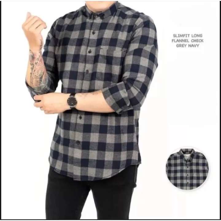 Pridemerchandise - Kemeja Flanel Pria Lengan Panjang Kemeja Planel Pria Lengan Panjang Flanel Pria L