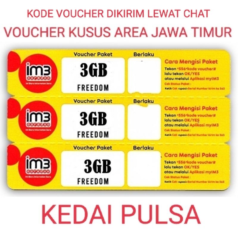 VOUCHER INDOSAT FREDOM 3GB JATIM( KODE VOUCHER DIKIRIM LEWAT CHAT)
