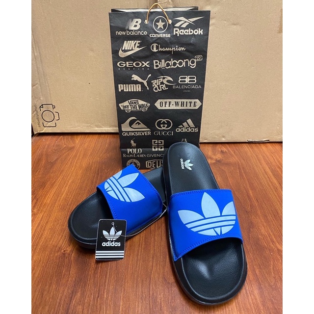 SANDAL SLOP KARET ADIDAS BIRU BIG SWOOSH ORI SENDAL SELOP TERMURAH WANITA PRIA SLIDE FLIP FLOP MURAH