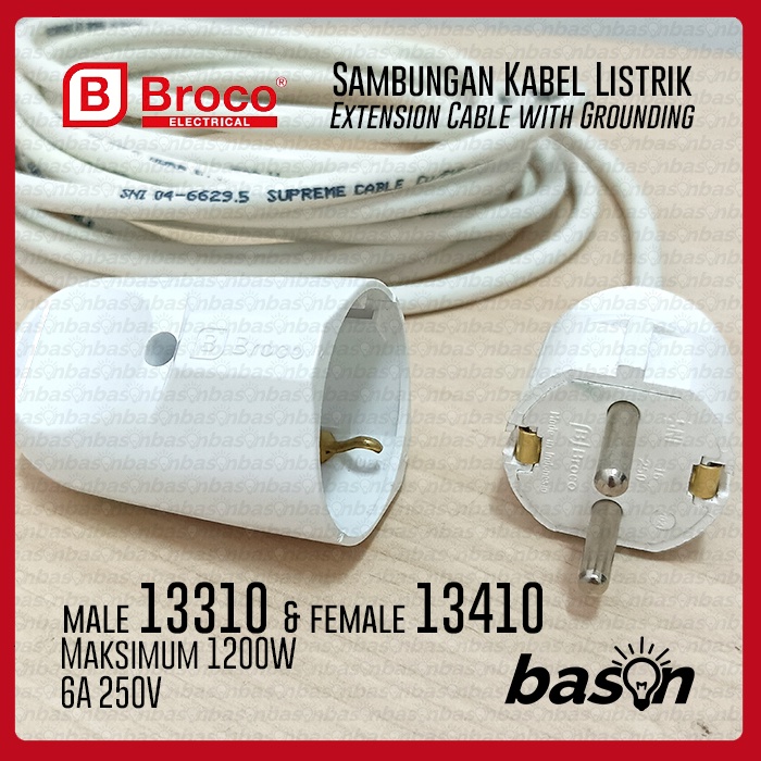 BROCO Extension Cable - Sambungan Kabel Listrik Arde 6A SUPREME 3x0.75