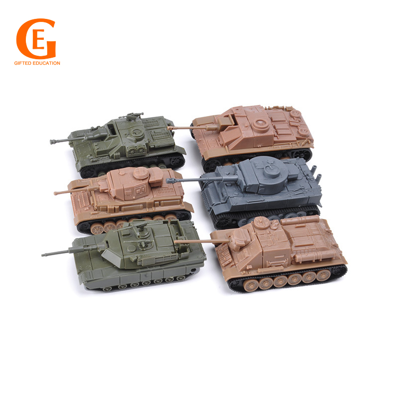 6pcs / Set Mainan Balok Bangunan Model Tank Tempur WWII German Tiger SU-100 M1A2 4D Bahan Plastik