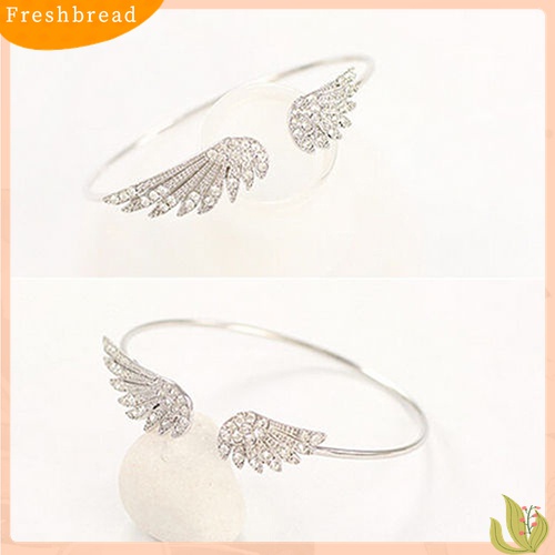 [TERLARIS]Women's Fashion Silver Color Rhinestone Angel Wings Bangle Cuff Bracelet Jewelry