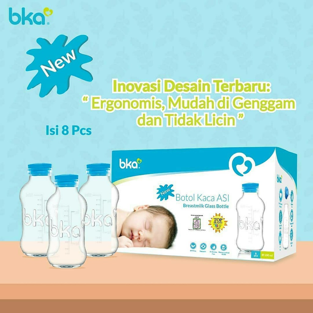 BKA Botol ASI Kaca 8pcs  Botol Susu Tempat Penyimpanan ASI Botol ASIP Botol Kaca ASI Botol Susu Kaca