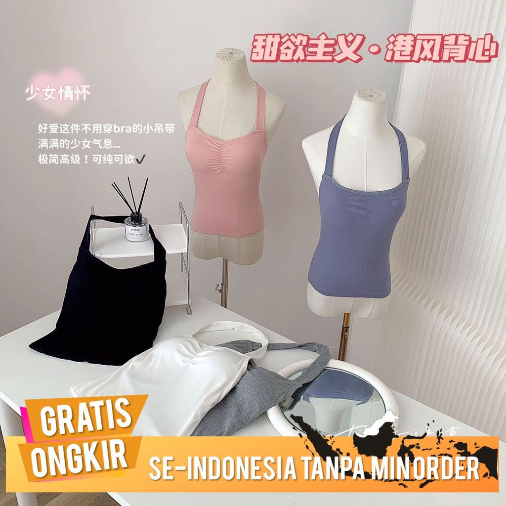 Gas' Leher Menggantung Tipe Fiks Cup Satu Bagian Suspender, Cantik Kembali Breast Membungkus Celana 