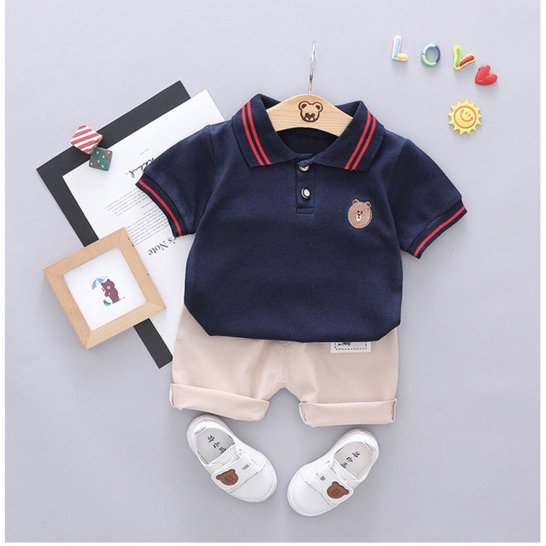 SETELAN ANAK TERBARU/SETELAN POLO BEAR UNTUK 1-5 TAHUN