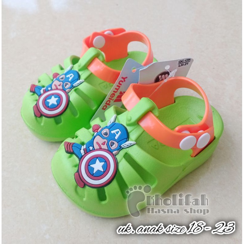 sandal baim anak 8bulan - 3 tahun logo kapten amerika lucu size 18-23 yumeida a20111xs