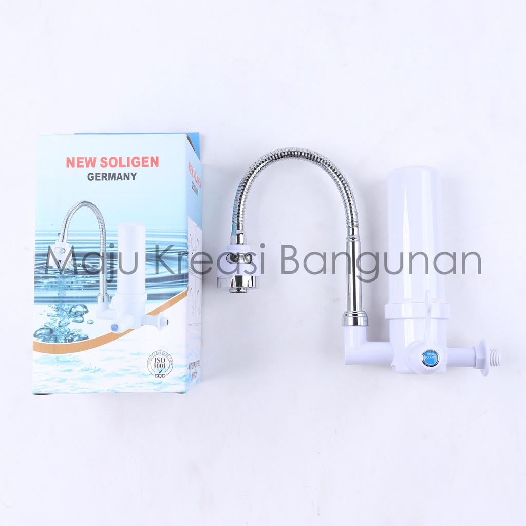 Kran Angsa Fleksibel Filter NEW SOLIGEN WSPC-1 Engkol PVC Chrome Keran Cuci Piring Tembok Sink Flexible Saringan WSPC1