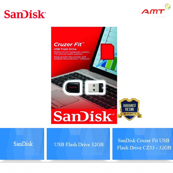 SanDisk Cruzer Fit USB Flash Drive CZ33 - 32GB