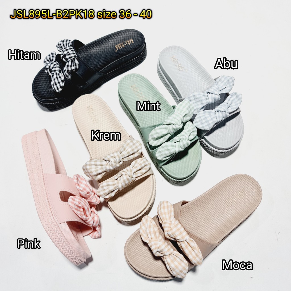 BARA BARA ORIGINAL jelly sandal karet empuk murah wanita import pita kain cewek barabara JSL895L-B2PK18