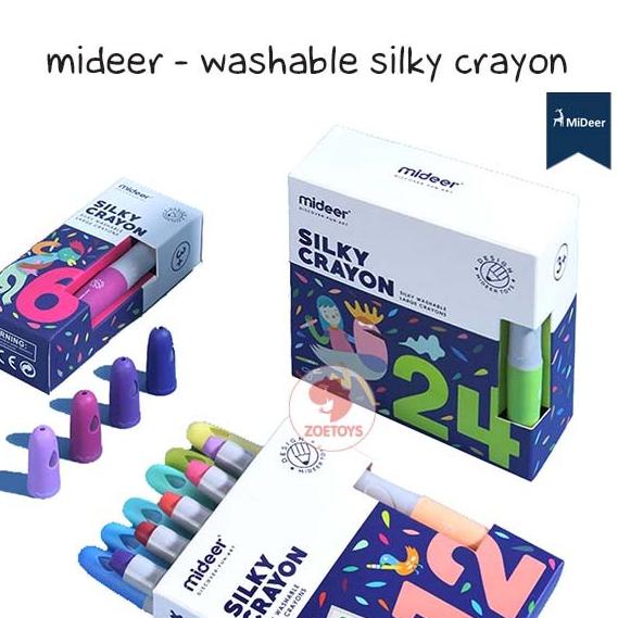 

Zoetoys Mideer - Washable Silky Crayon 6 ct. 12 24 warna colors