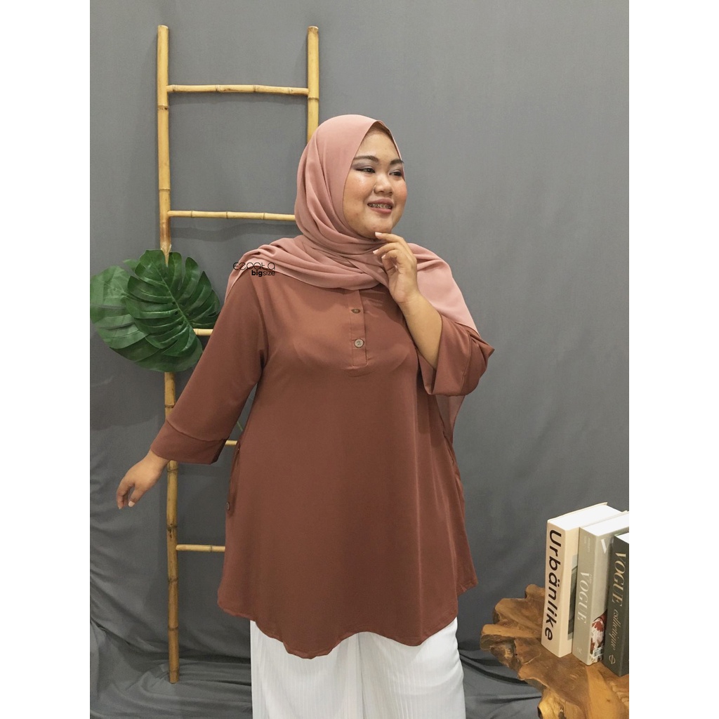 Ezpata Atasan Blouse Wanita Jersey Adem dan Melar Jumbo BigSize XXXL BB 70-100kg LD 110-140cm Polos Casual Korean Style Kekinian Murah