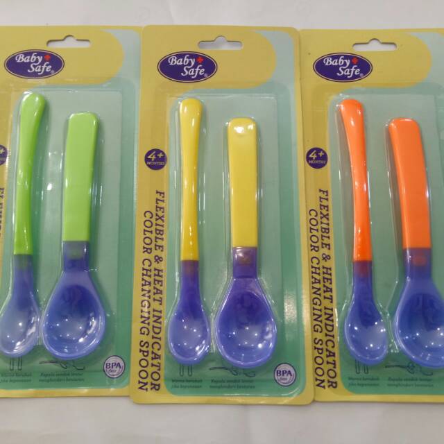 Baby Safe Sendok Makan Bayi Indikator/Flexible Dan Heart Indicator Color Changing Spoon