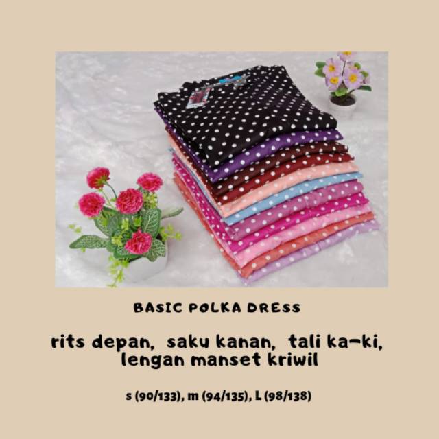 Gamis polkadot katun jepang ori premium