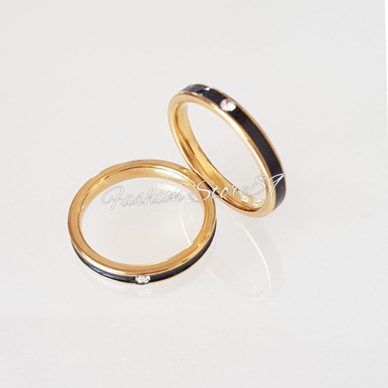 Impor Cincin Nikah Kawin Halal Titanium Gold Silver Permata Tanam Less Gold Silver Impor Cincin Elegant Antikarat Titanium