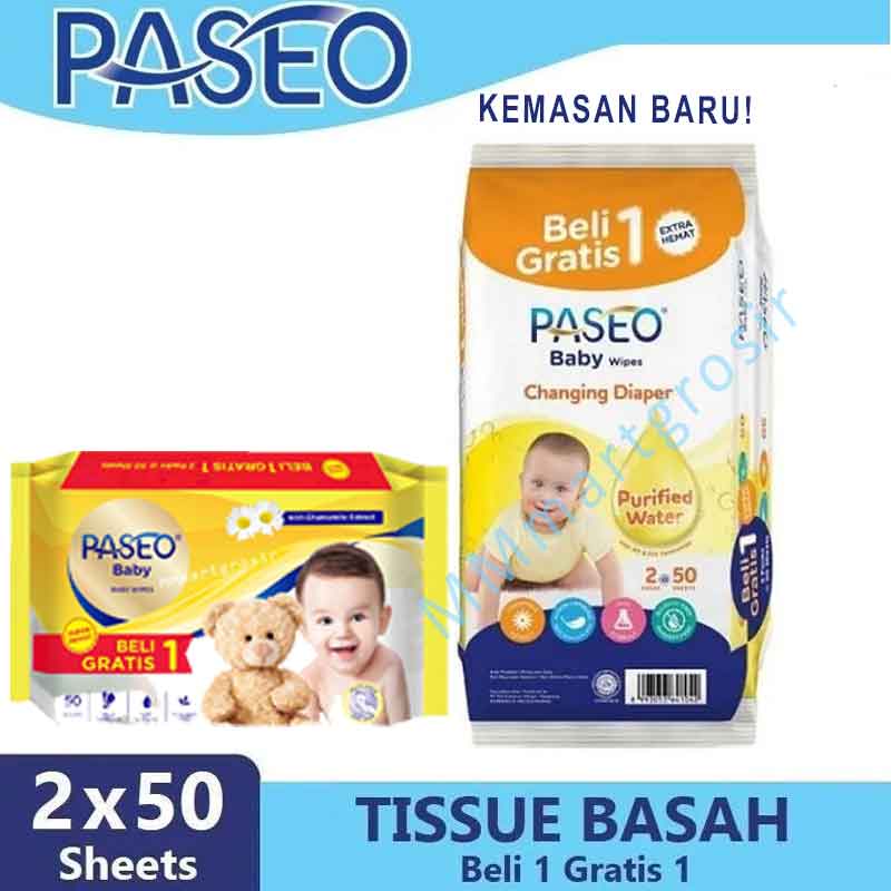 TISSUE BASAH  PASEO 50 SHEET BELI 1 GRATIS 1