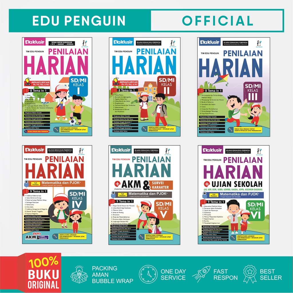 Jual Edu Penguin Buku Eksklusif Penilaian Harian Akm Sd Mi Kelas 1