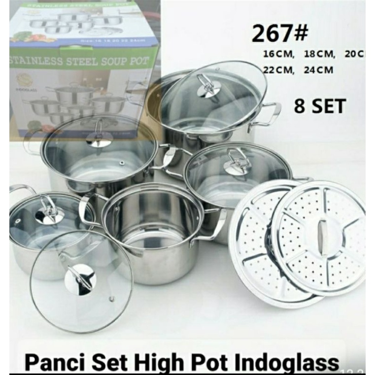 PANCI SET HIGHPOT + STEAMER + TUTUP KACA
