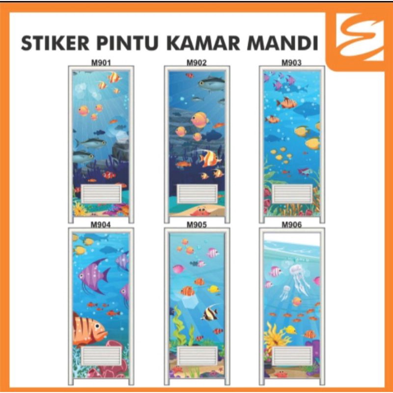 Stiker Pintu Toilet/Kamar Mandi Motif IKAN
