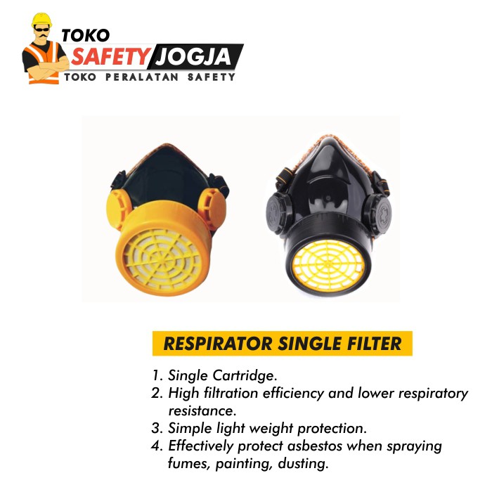 RESPIRATOR GAS MASK HALF FACE SINGLE FILTER