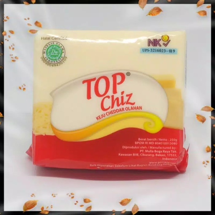 

Da2011Ca Top Chiz Keju Cheddar Olahan 250Gr / Keju Prochiz Topchiz 250Gr Xa201As