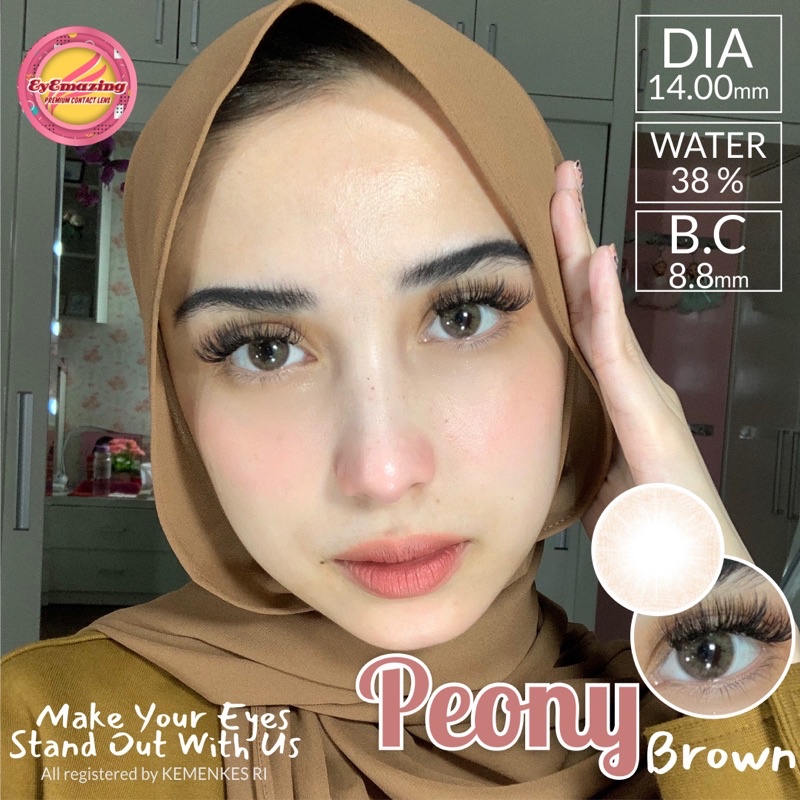 EYEMAZING Softlens - PEONY  Brown / Gray / Blue / Coklat / Abu / Biru / Grey Normal Minus Beda Minus