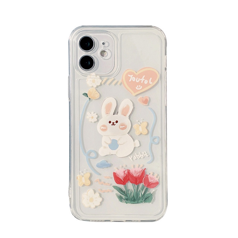 IPHONE Casing Hp Transparan Motif Kelinci Lucu Untuk Iphone6 7 8 PLUS X XR Xs11 12 13 14 MINI PRO MAX SE 2020