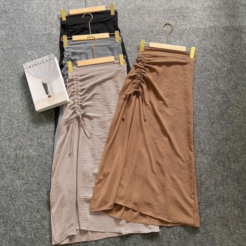 Rok Serut Crinkle kekinian/Rok Crinkle/Rok panjang