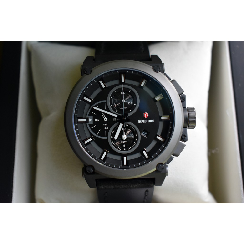 Jam Tangan Expedition Cowok Pria E 6612 M E6612 Full Black Original