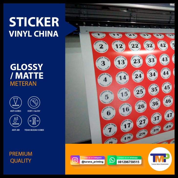 

Cetak Sticker Vinyl China Meteran Laminasi Waterproof