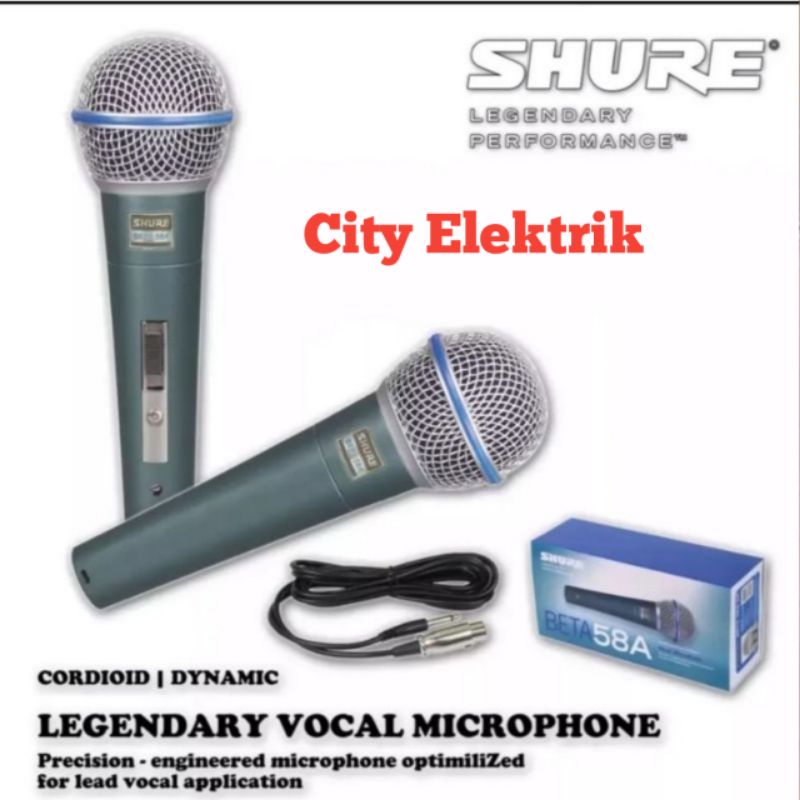 MIC SHURE BETA 58A / MIC KARAOKE KABEL SHURE BETA 58A / MICROPHONE KARAOKE SHURE