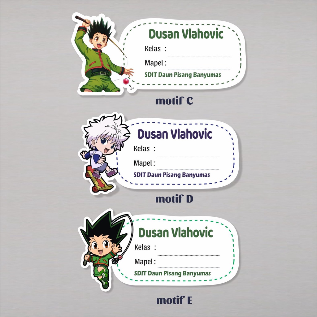 

Stiker nama sampul buku Tulis Tema Hunter X Hunter