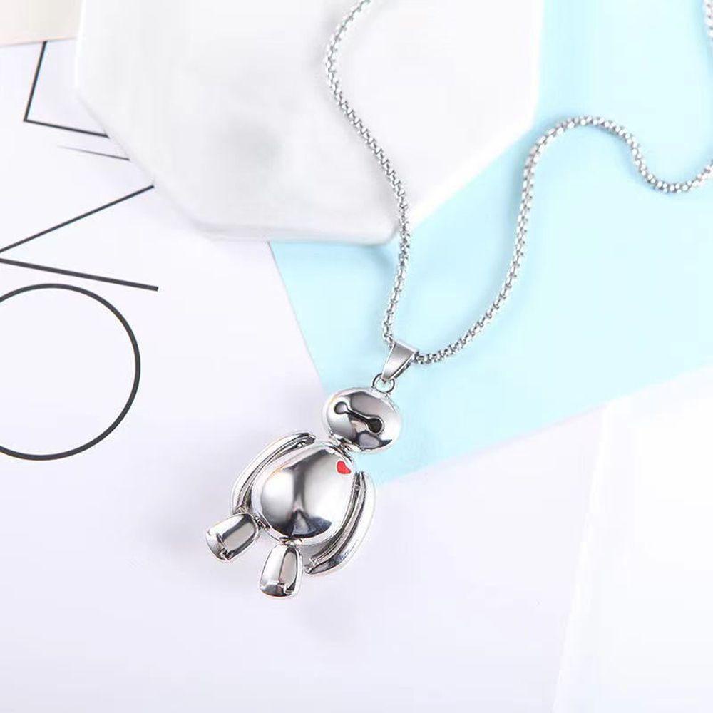 NEEDWAY Liontin Kalung Korea Hip Hop Hadiah Baymax Cinta Anggota Tubuh Bergerak Sweater Rantai Kalung