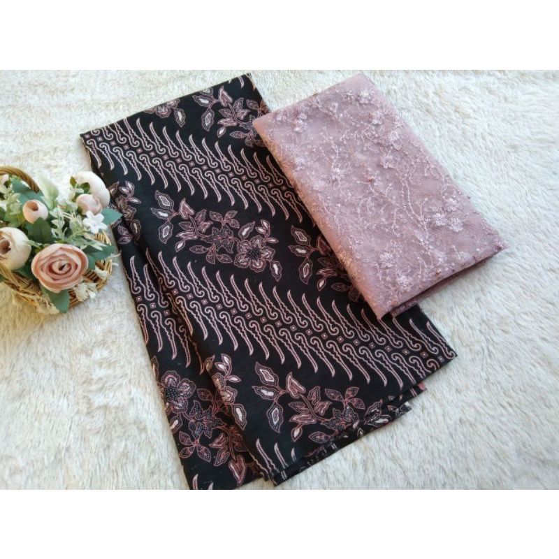 KAINBATIK JARIK KEBAYA BRIDESMAID KONDANGAN MANTEN MIX TULLE MUTIARA ROSEGOLD,BAHAN