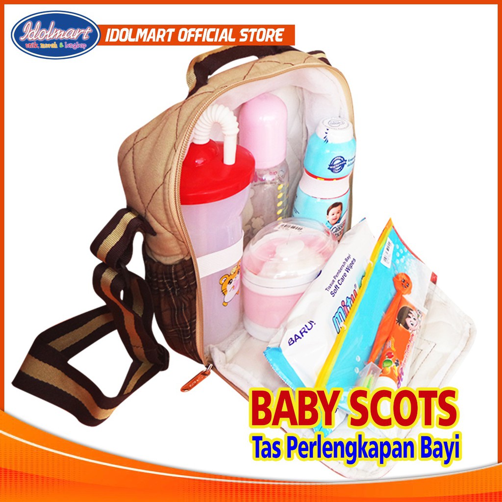 IDOLMART Tas Bayi Kecil Scots Merah Dan Coklat Surabaya