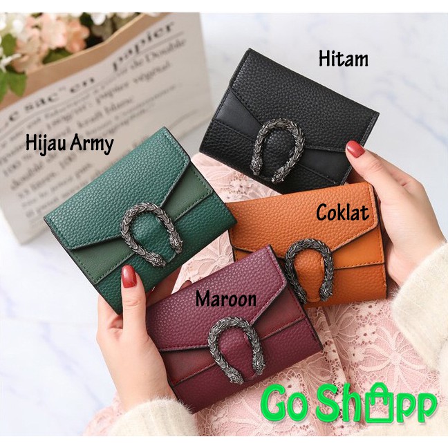 Dompet Wanita Kancing Ular Polos - Dompet Fashion Kulit Import - Dompet Wanita Premium Import [PD08]