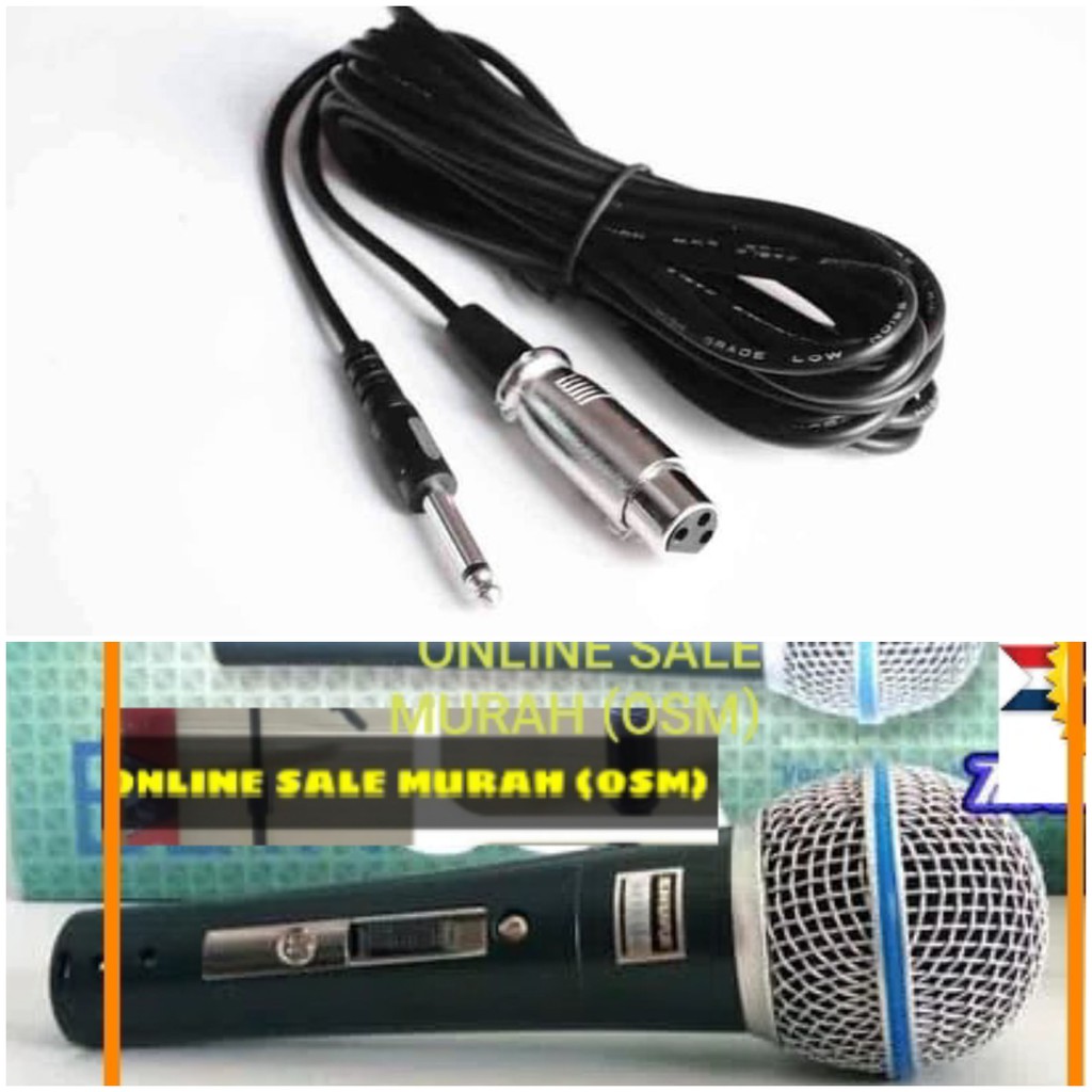 Shure legendary Mic kabel Microphone cable karaoke vocal audio sound mik pengeras suara pro profesional vokal mikrophone dynamic legendaris LGT  Bahan dari besi 1 mic shure beta 58 5 meter kabel mic Suara bagus jernih dan empuk Sangat cocok untuk vocal, k