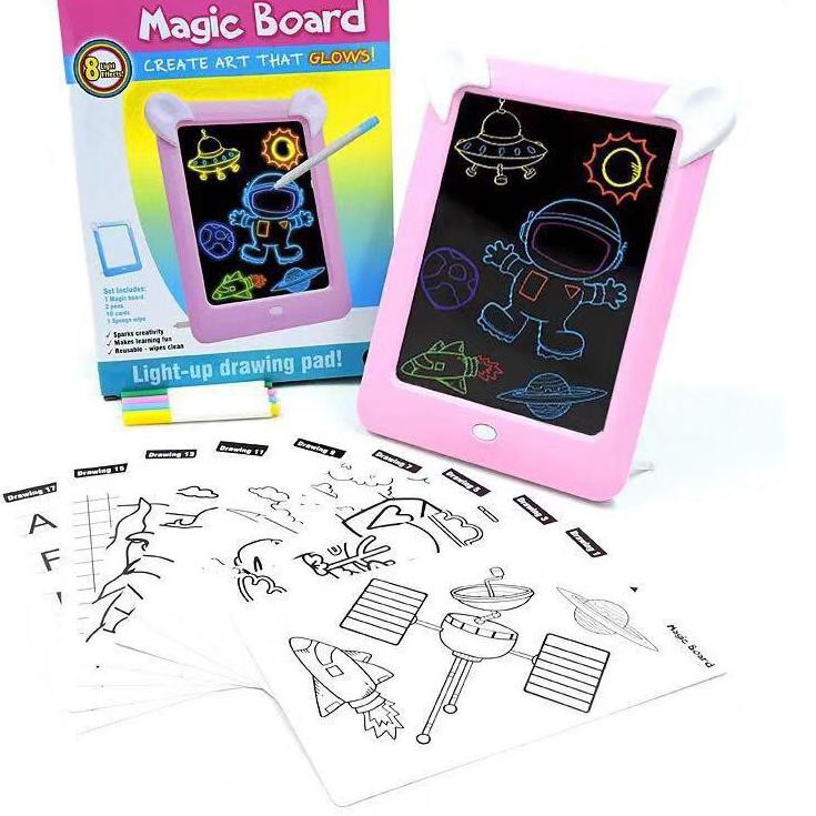 

mrc>$$454 Magic Board - Buku Gambar Anak 3D Ada Lampu LED / Magic Drawing Pad / Belajar Menggambar