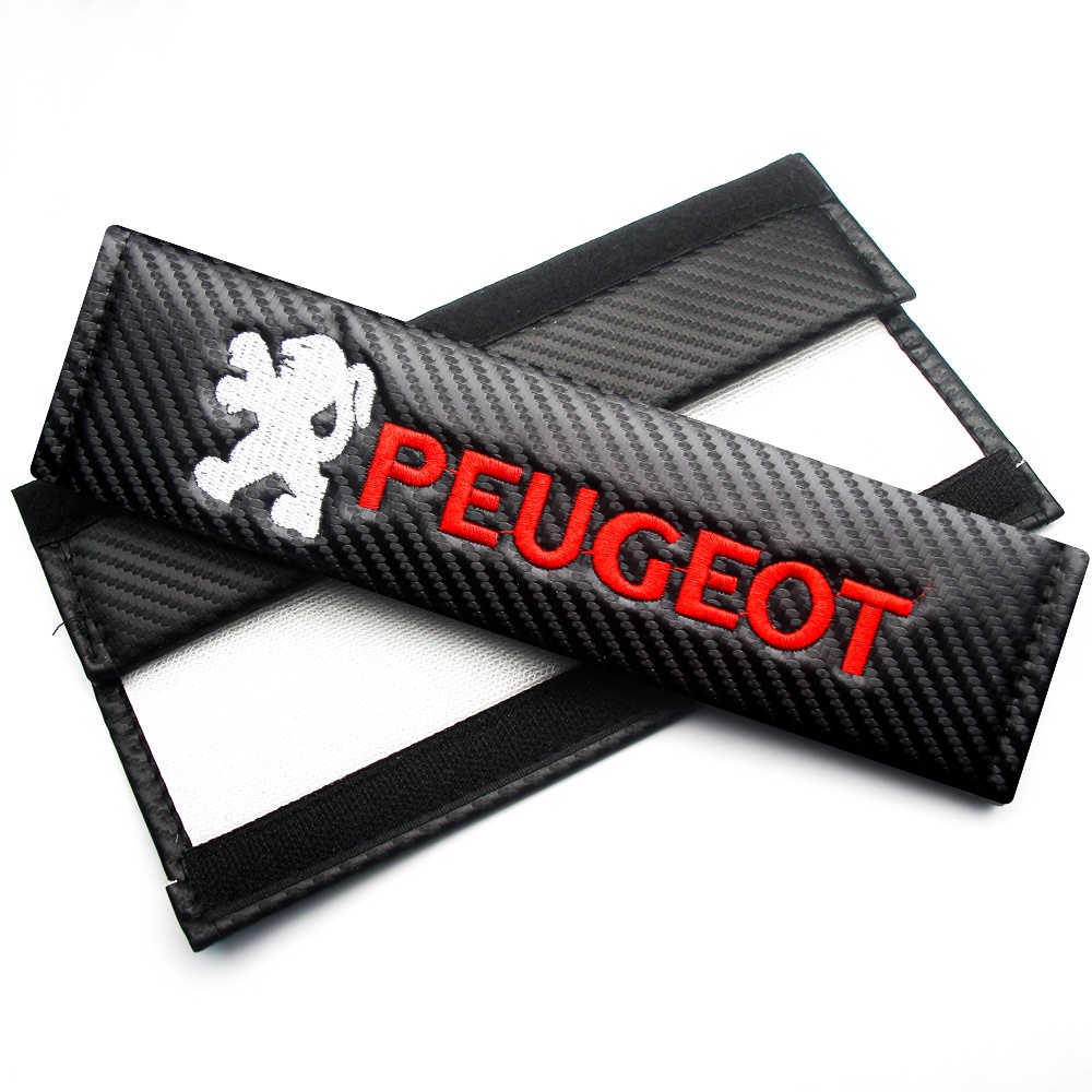 2pcs Cover Sabuk Pengaman Mobil Bahan Carbon Fiber Untuk Peugeot 206 207 301 308 307 408 508 2008 3008 5008