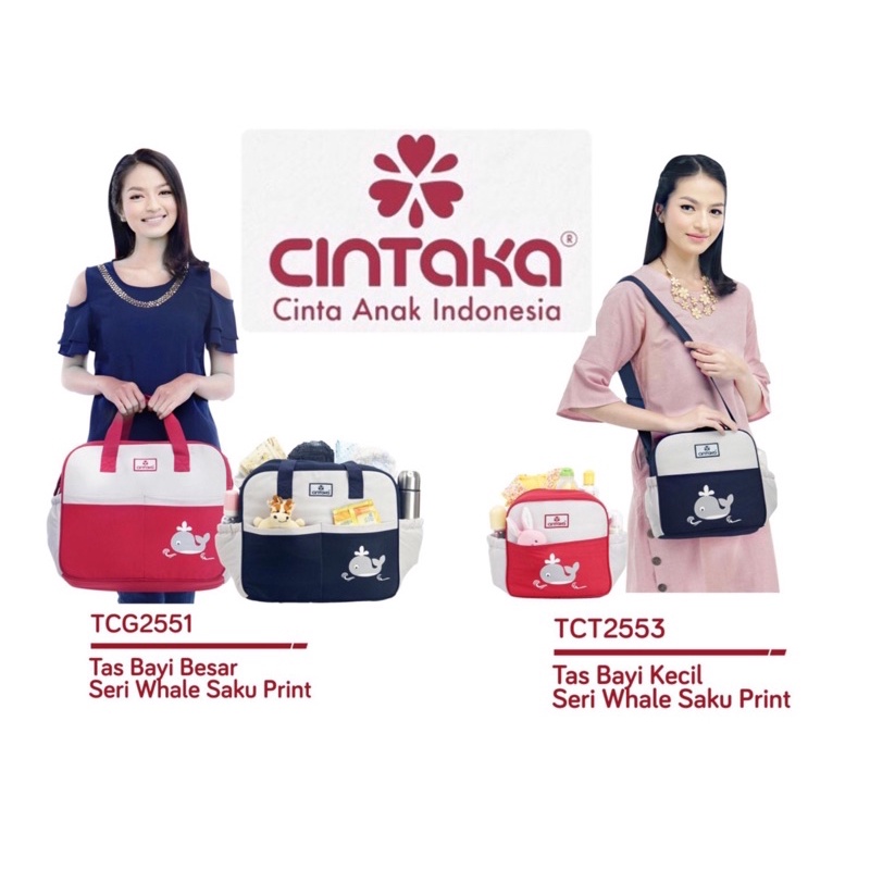 CINTAKA TAS SAKU PRINT TAS BAYI BESAR TCT 2551 &amp; TAS BAYI KECIL TCT 2553 WHALE SERIES Diaper Bag