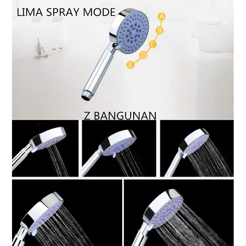 HAND SHOWER KEPALA BULAT/SHOWER KEPALA MANDI /HANDSHOWER KEPALA MURAH 5 MODE/KEPALA SHOWER BULAT