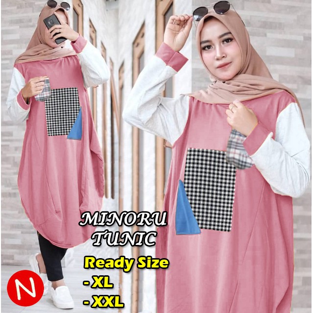 Minoru Tunik - Central Grosir Fashion (CGF) - Ukuran XL-XXL - Matt Baby Terri + Aplikasi Bahan