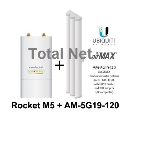Paket Ubiquiti Rocket M5 + AM-5G19-120 Antena Sectoral 5Ghz 19dbi 120