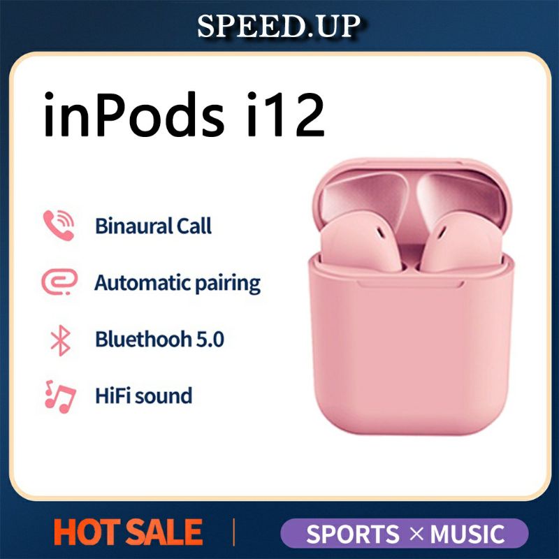 Headset Bluetooth inPods i12 macaron charger box